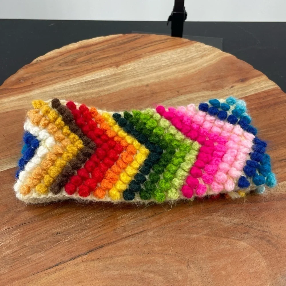 Alpaca Wool‎ Fun & Warm Lined Headband Women's rainbow Pattern Lined Peru